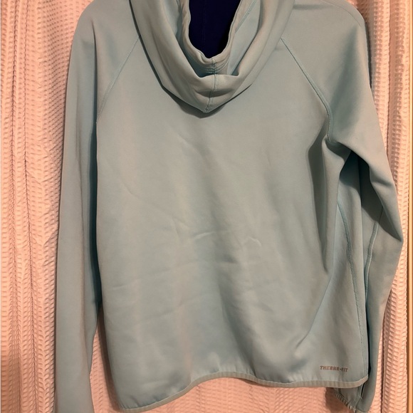 Nike Therma-Fit Hoodie Women's Size M Aqua Blue Drawstring Thumb Holes Run Jog - Picture 6 of 7